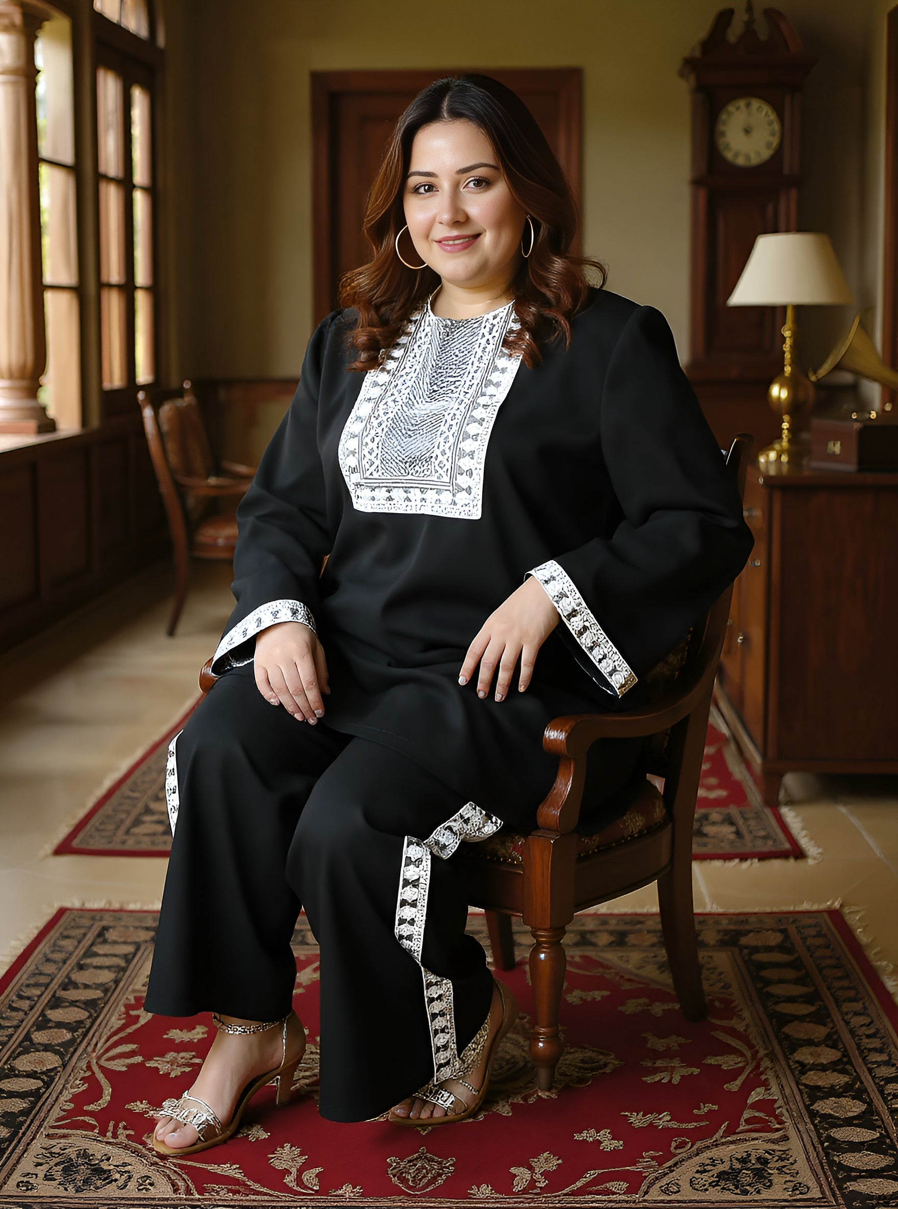 Schiffli-Block Kurta Set