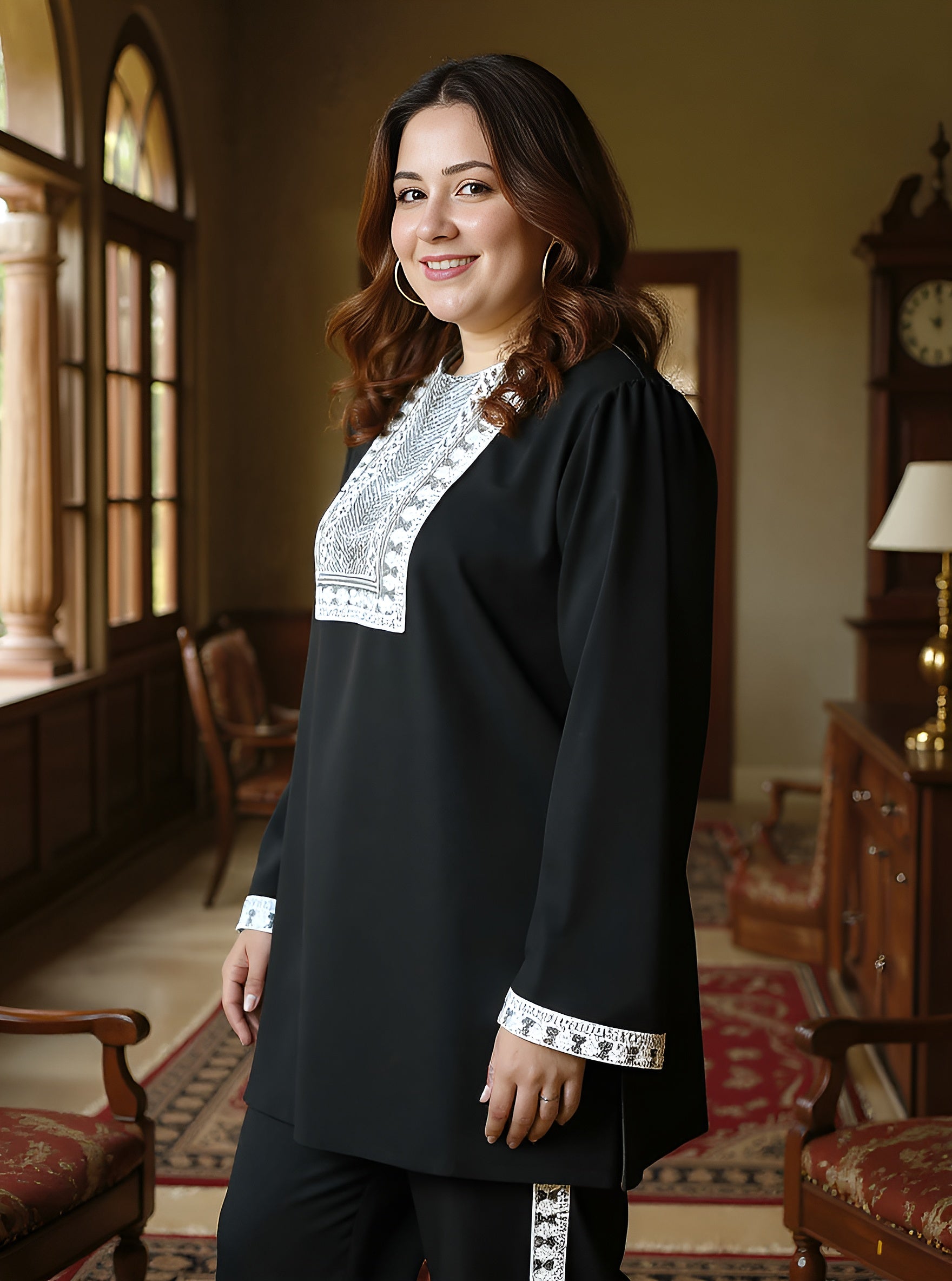 Schiffli-Block Kurta Set