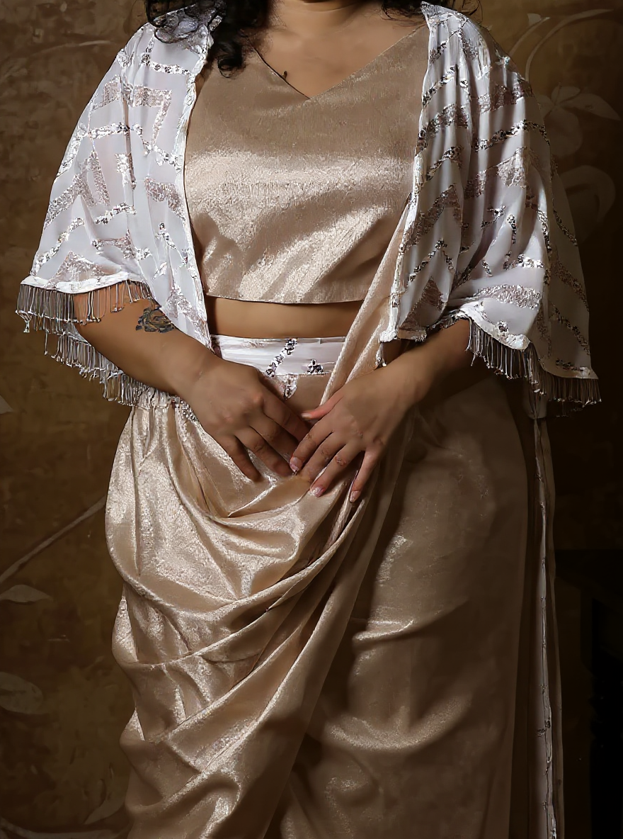 Bijou Cape Pre-Draped Saree