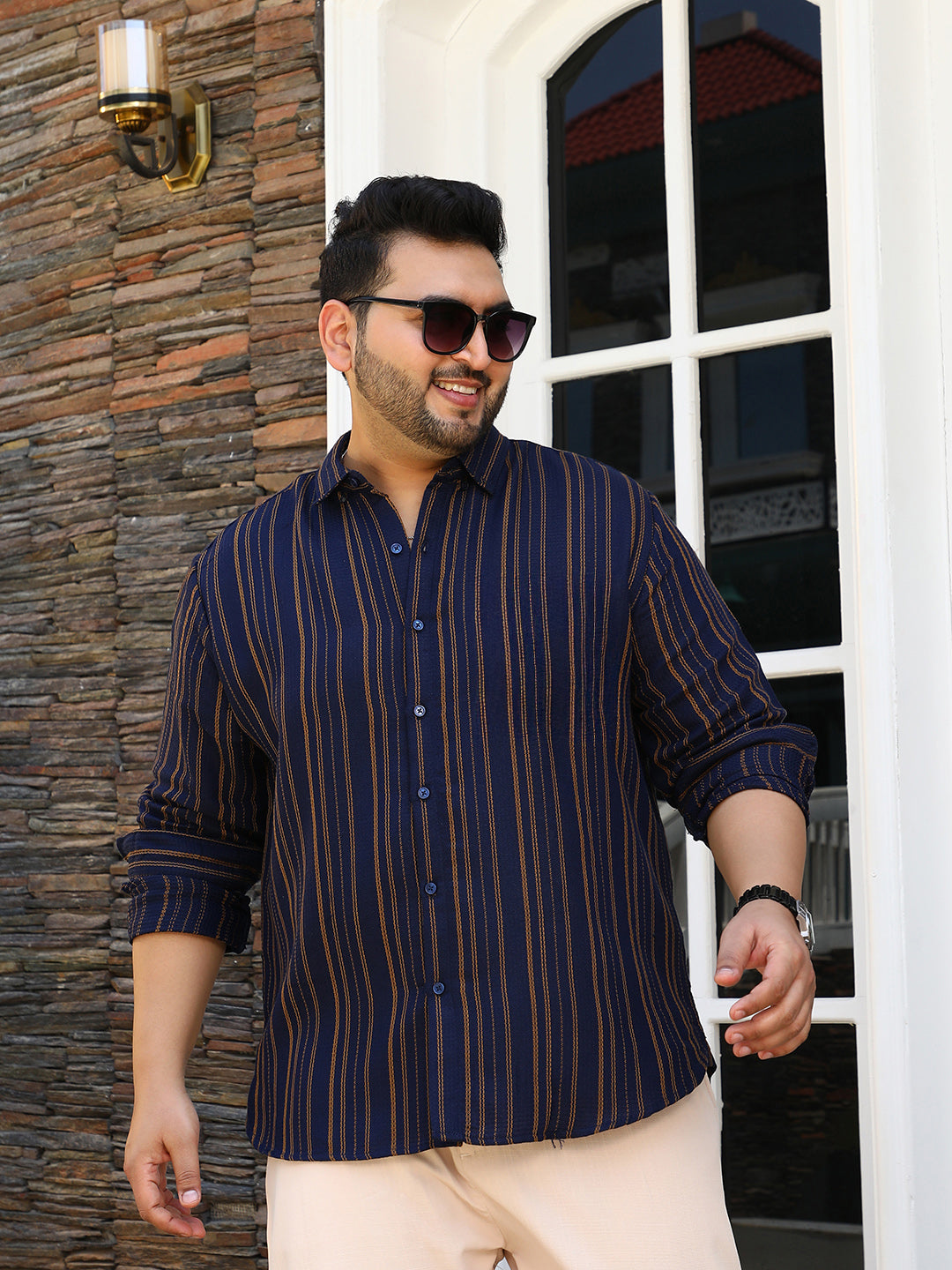 Multitrack-Striped Regular Shirt