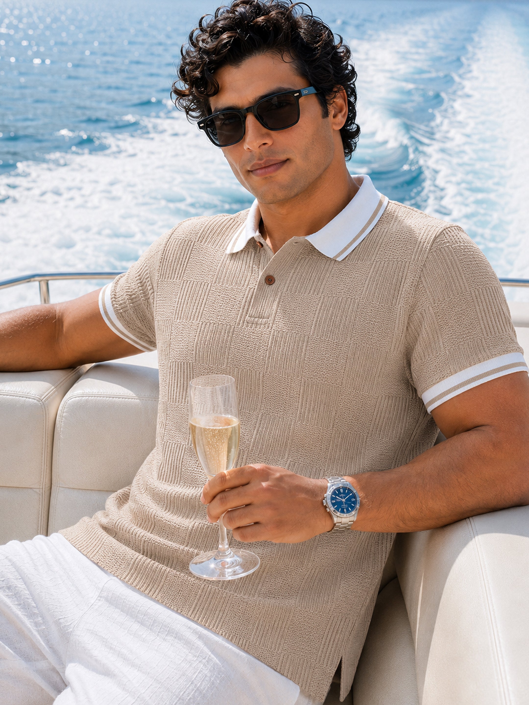 Beige Solid Polo T-Shirt