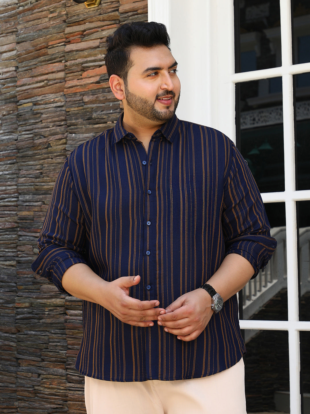 Multitrack-Striped Regular Shirt