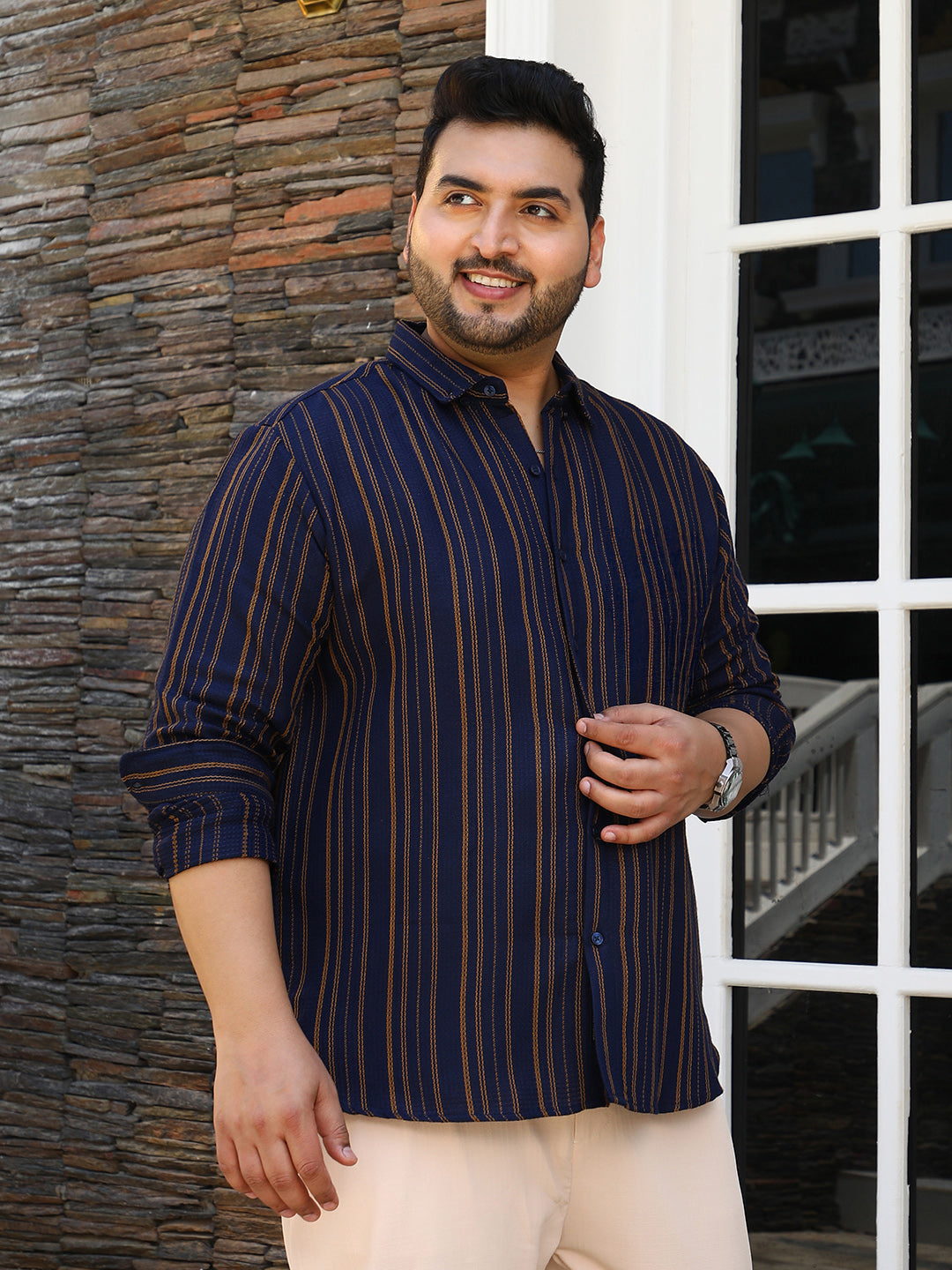 Multitrack-Striped Regular Shirt