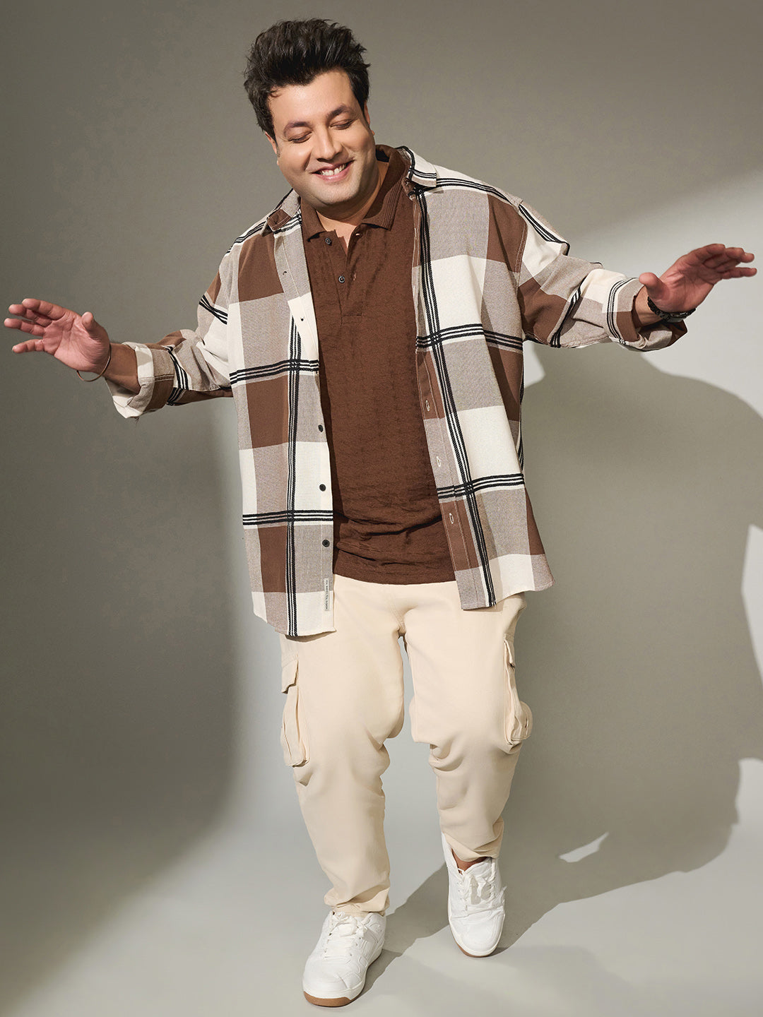 Houndstooth-Textured Polo T-Shirt