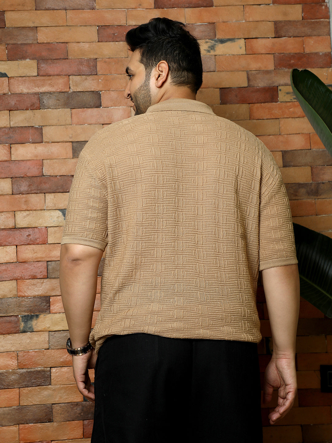 Swirl-Textured Polo T-Shirt