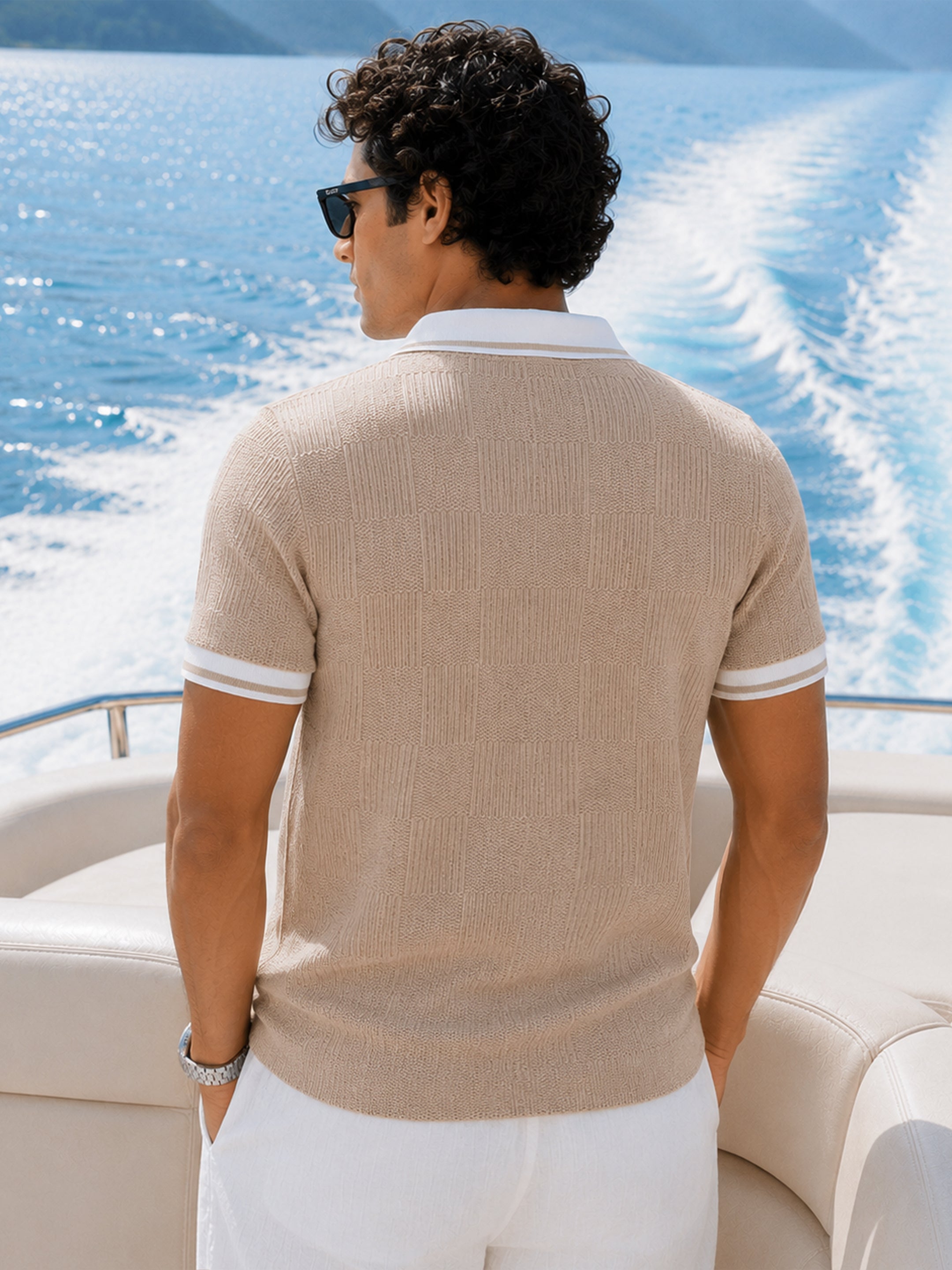 Beige Solid Polo T-Shirt