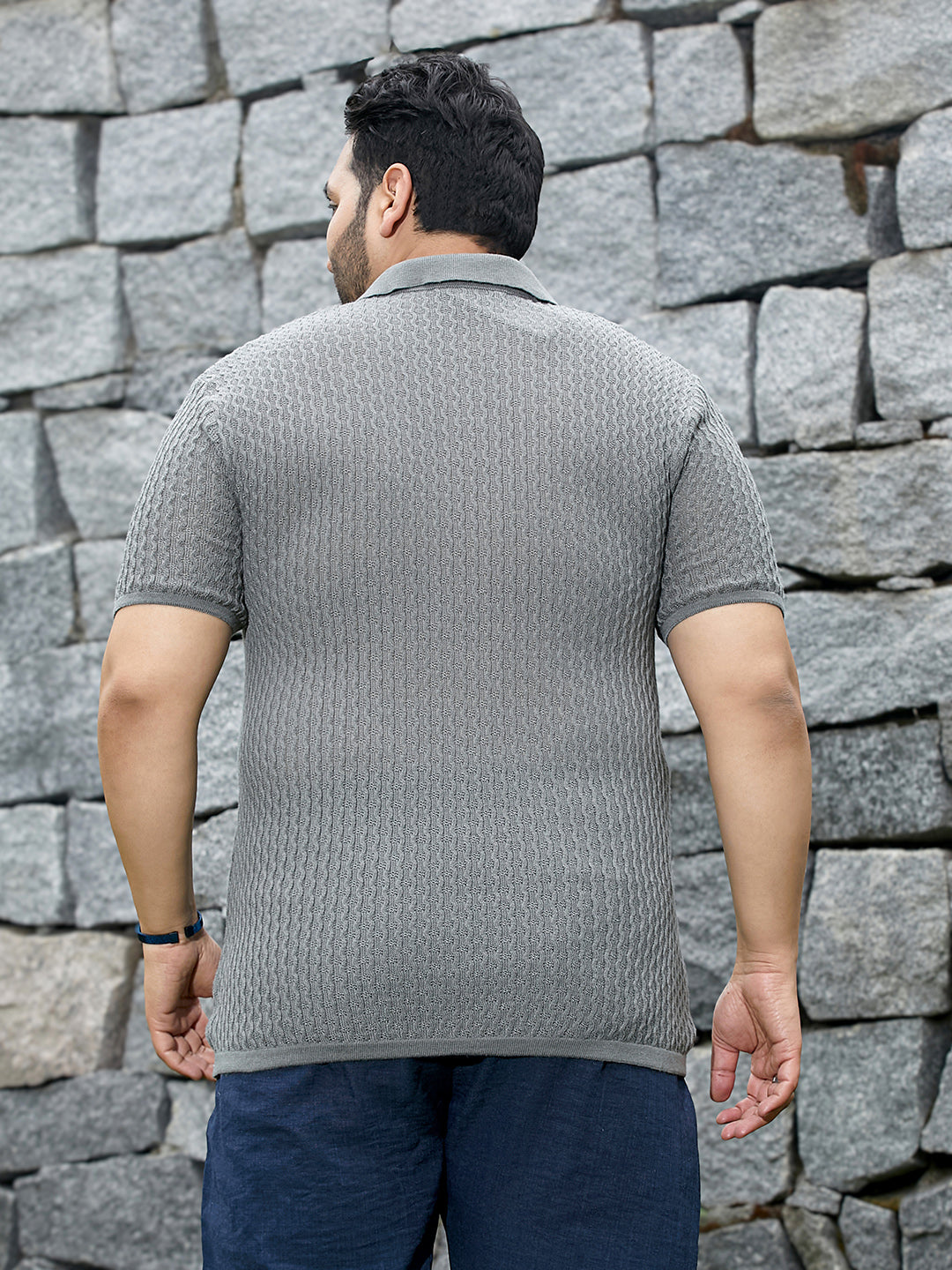 Swirl-Textured Polo T-Shirt