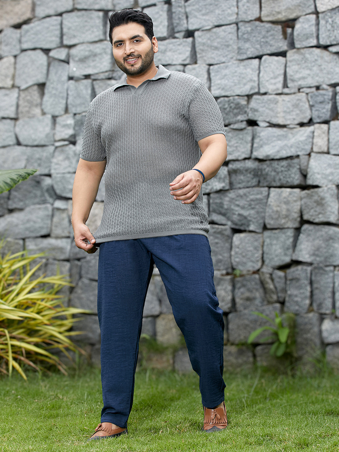 Swirl-Textured Polo T-Shirt