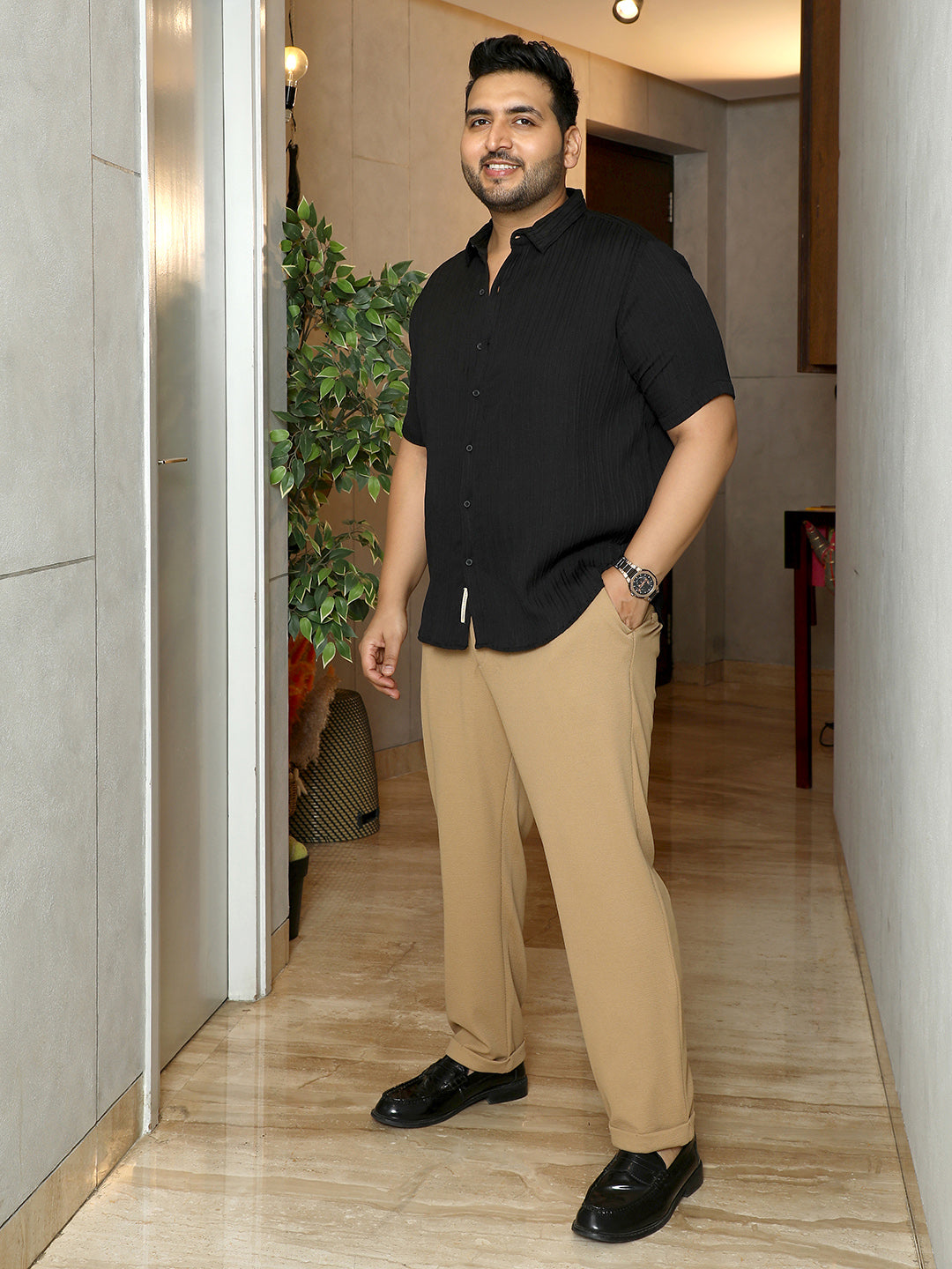 Self-Design Striped Shirt