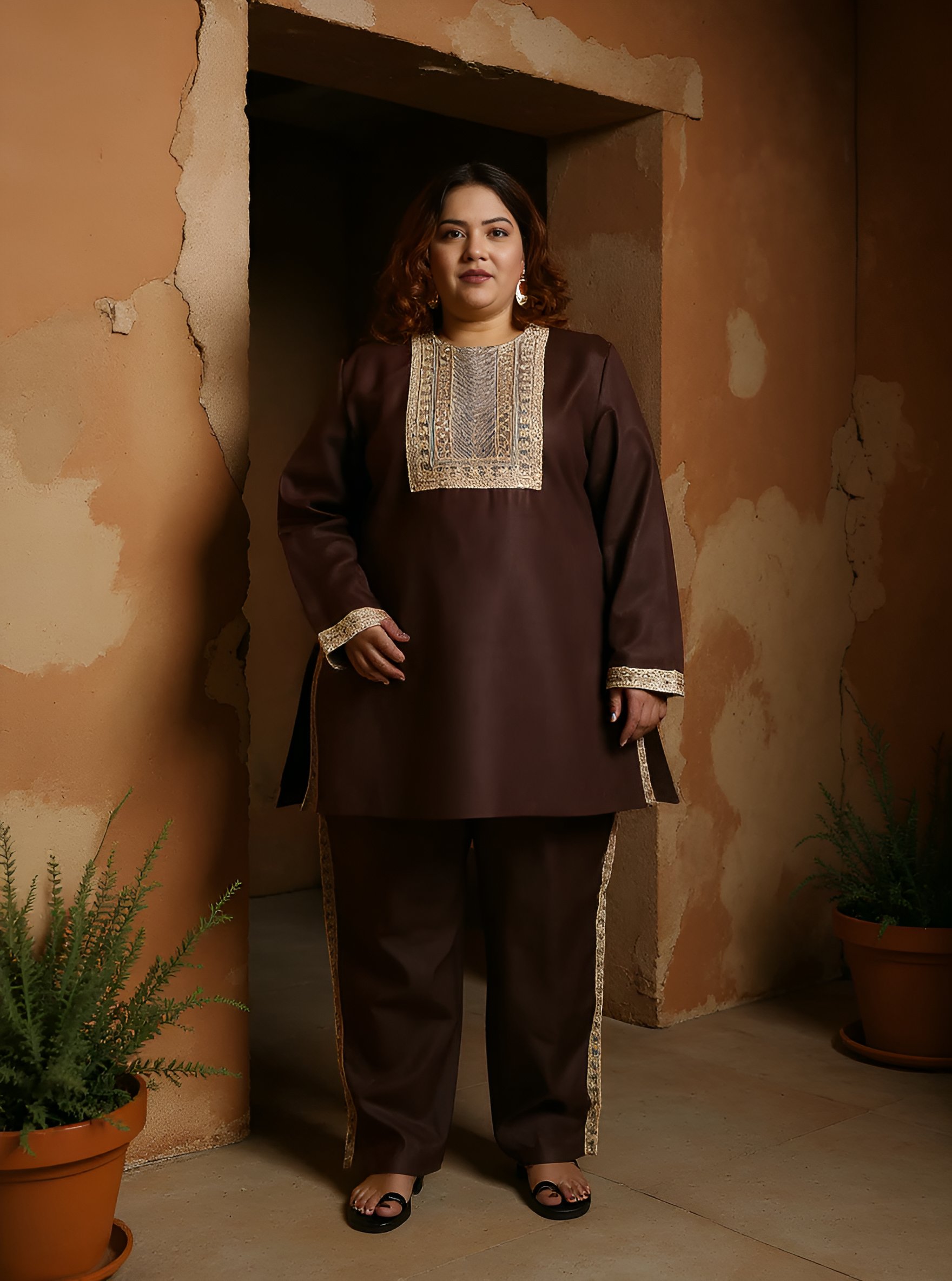 Schiffli-Block Kurta Set