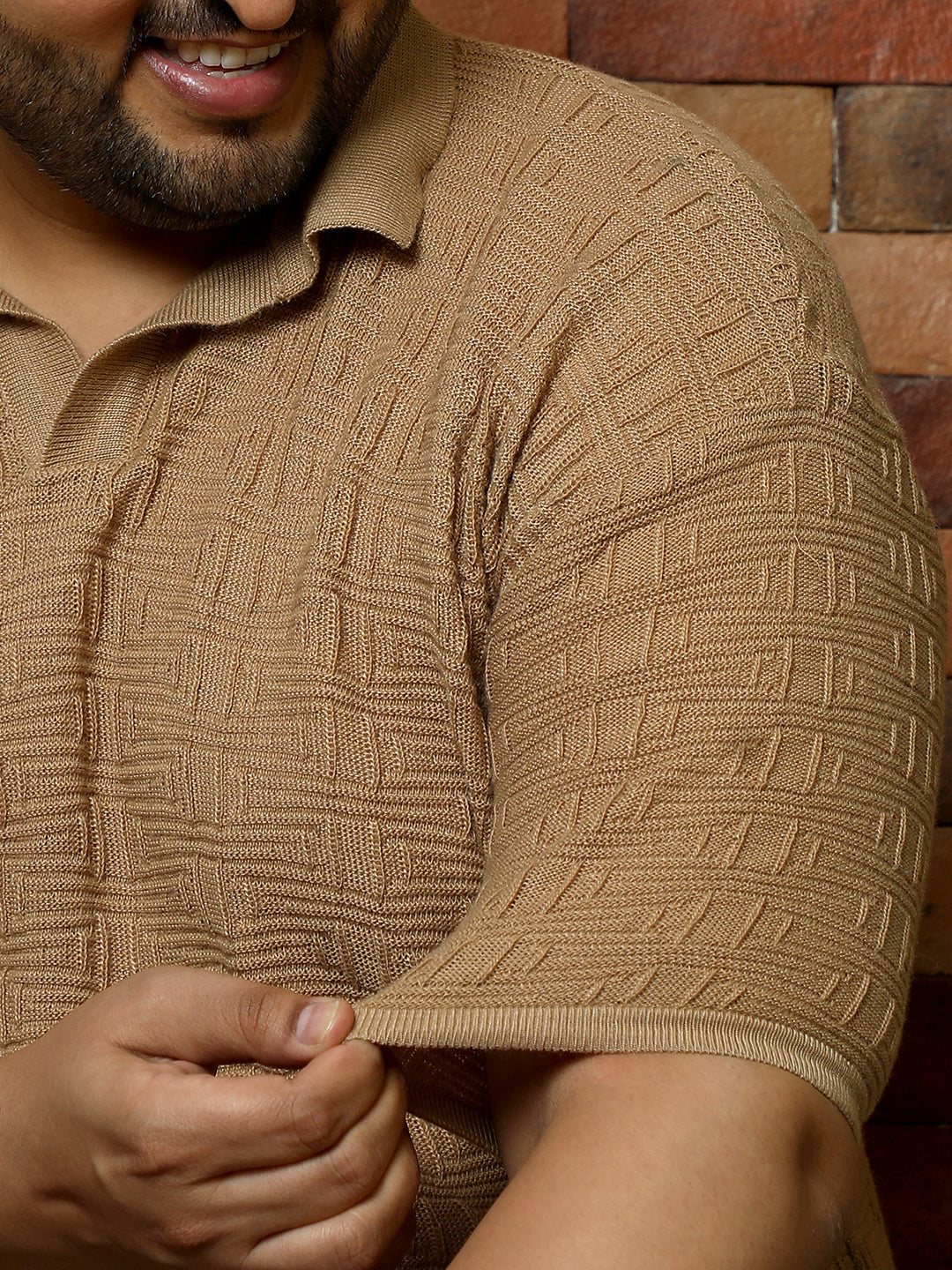 Swirl-Textured Polo T-Shirt