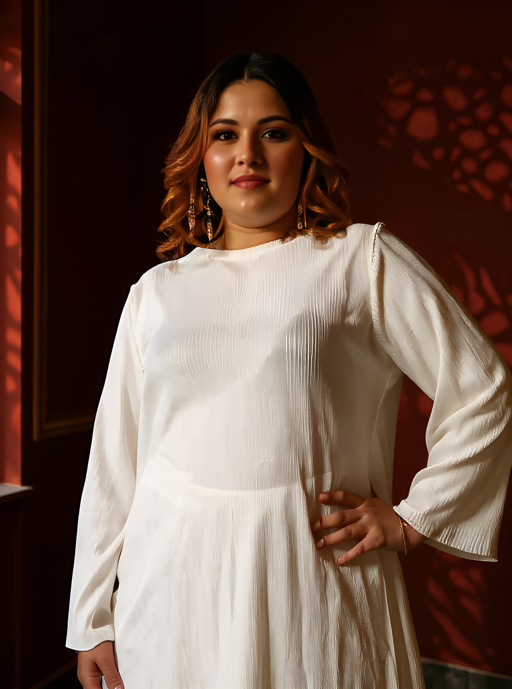Solid Pleated Kurta Set
