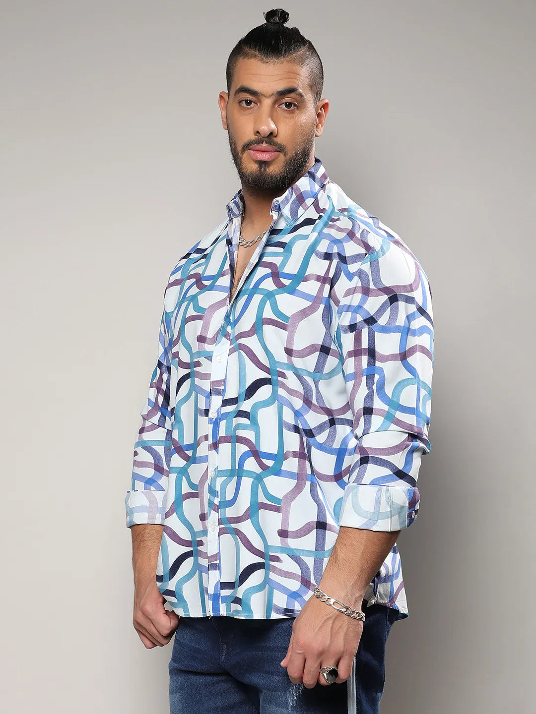 Abstract Print Button Up Shirt