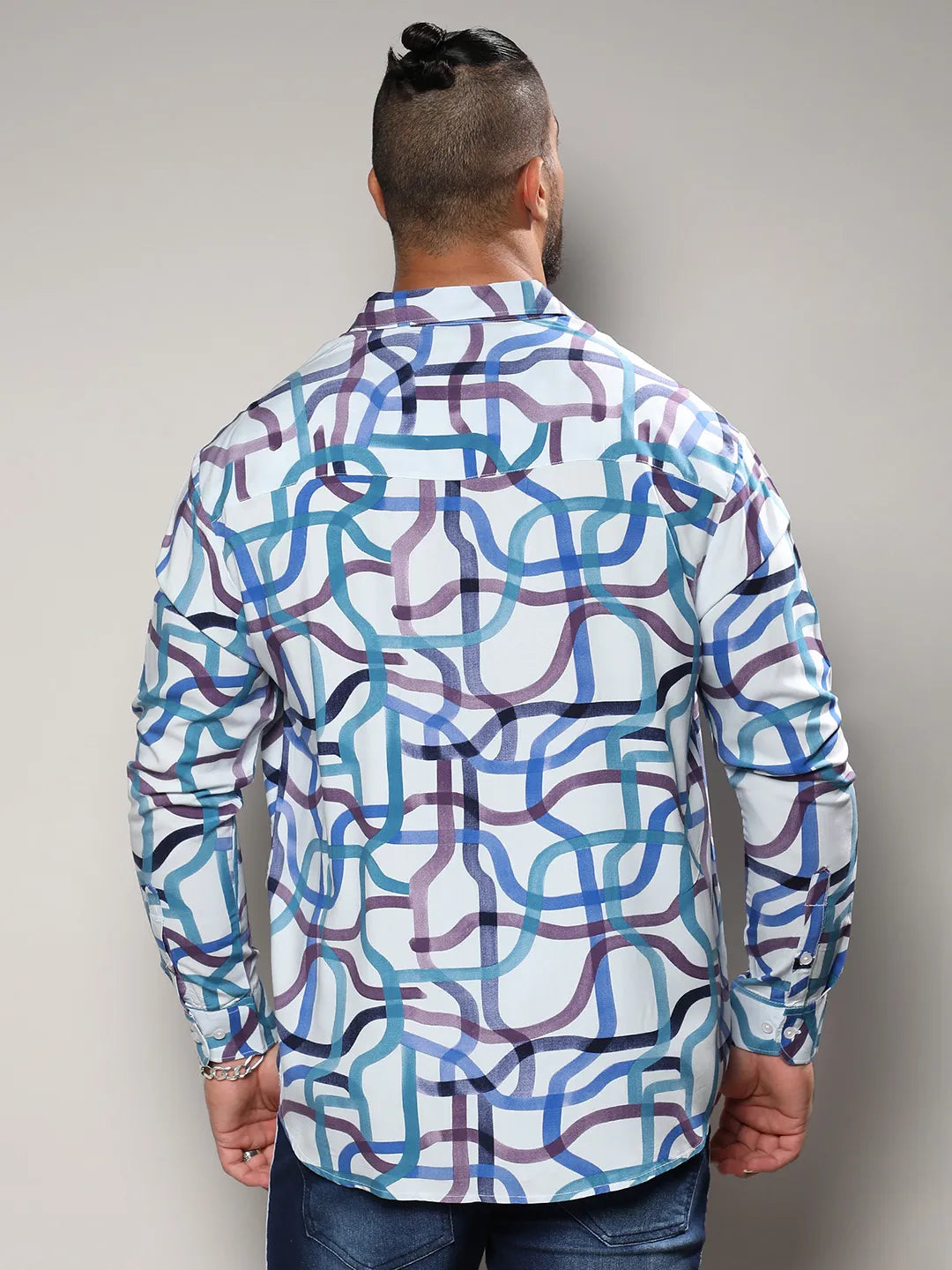 Abstract Print Button Up Shirt