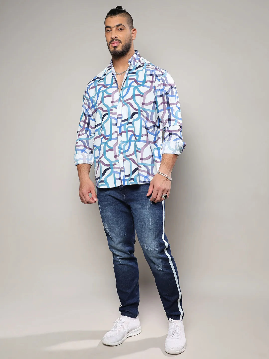 Abstract Print Button Up Shirt