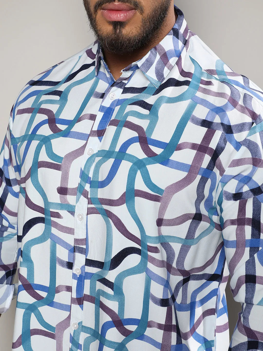 Abstract Print Button Up Shirt