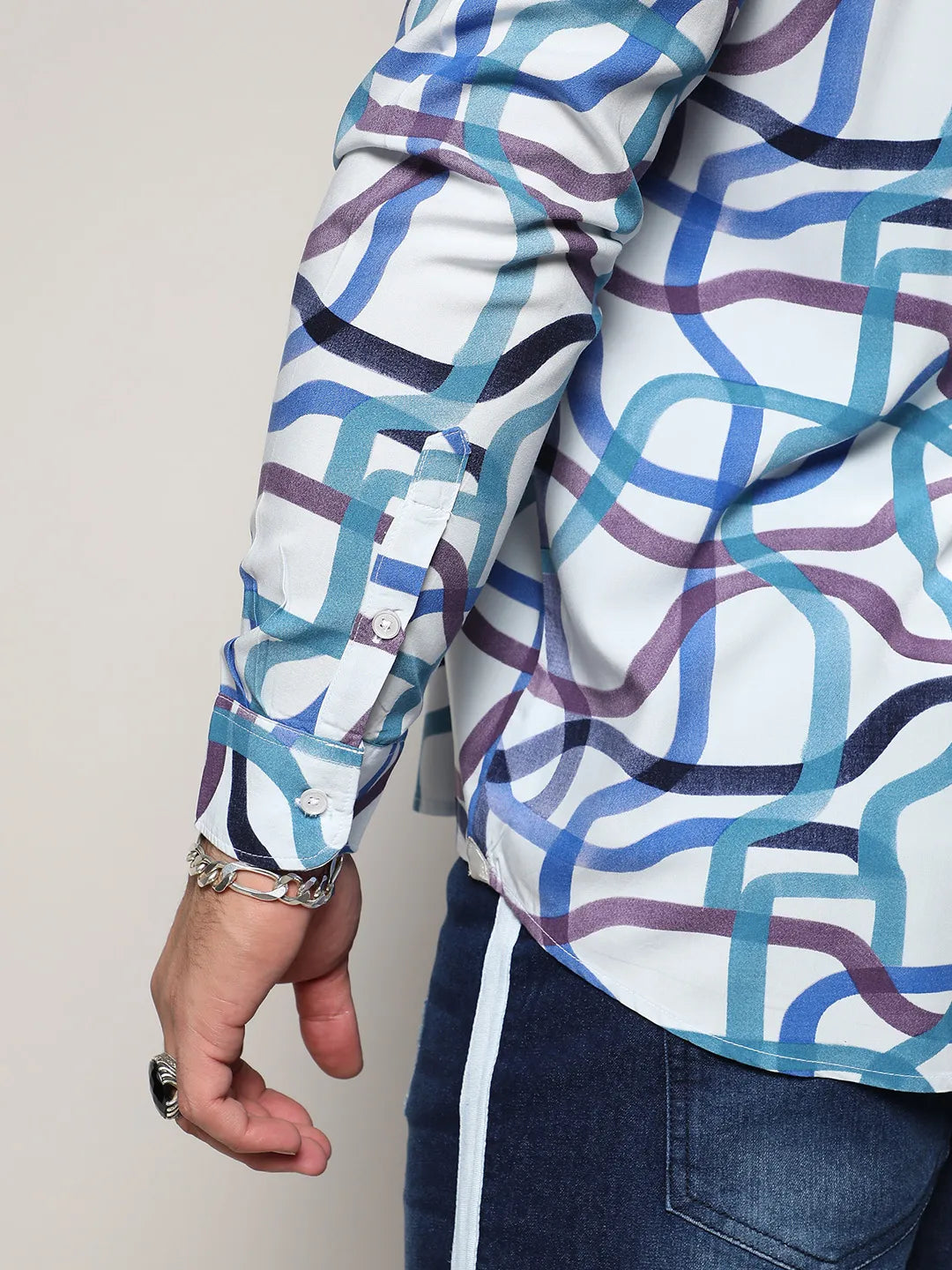 Abstract Print Button Up Shirt
