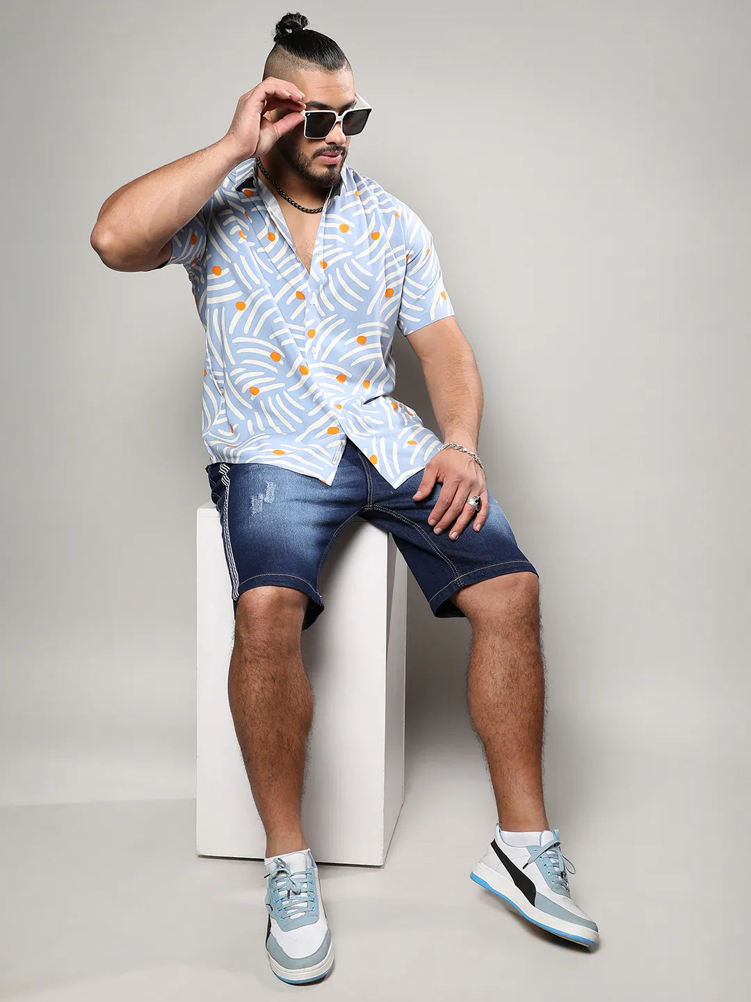 Abstract Print Button Up Shirt