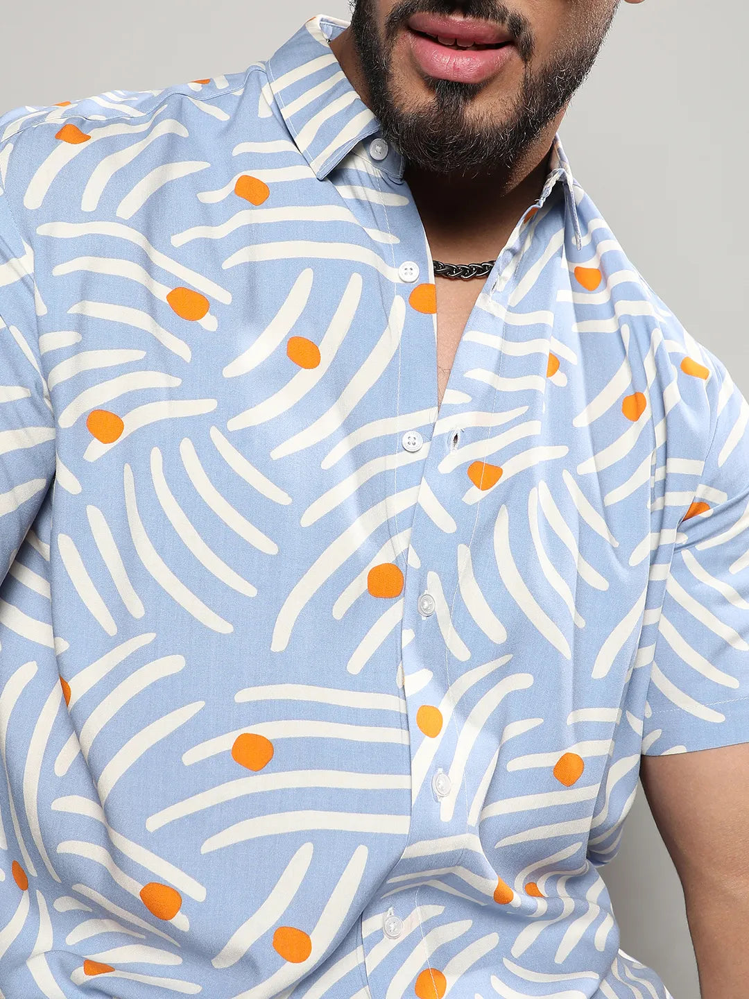 Abstract Print Button Up Shirt