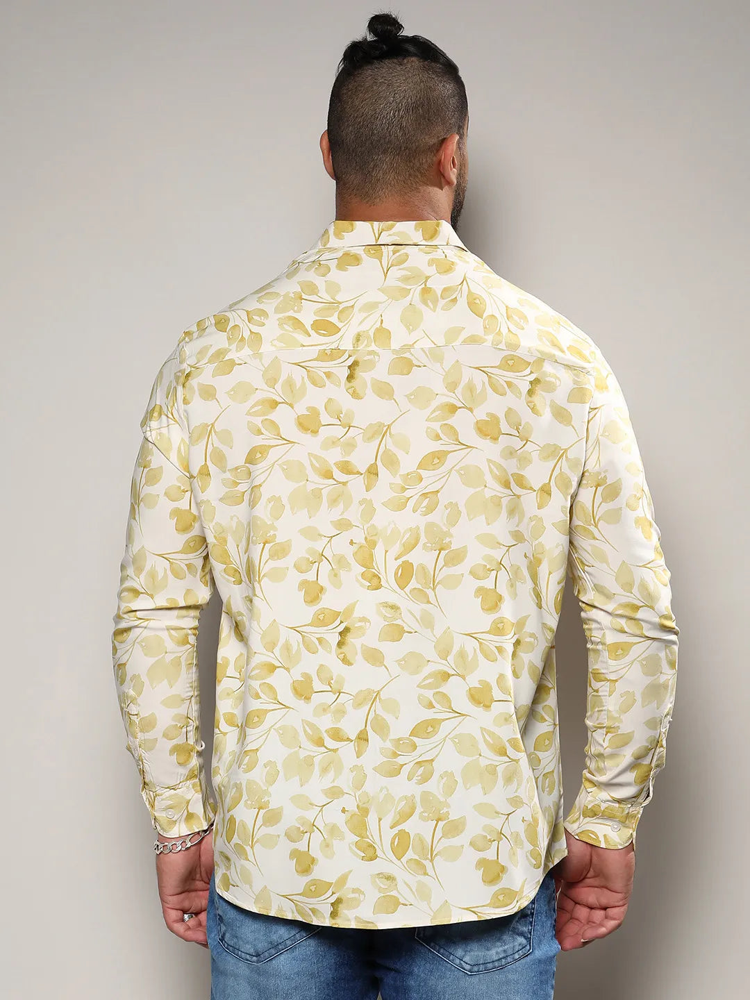 Artistic Foliage Print Button Up Shirt