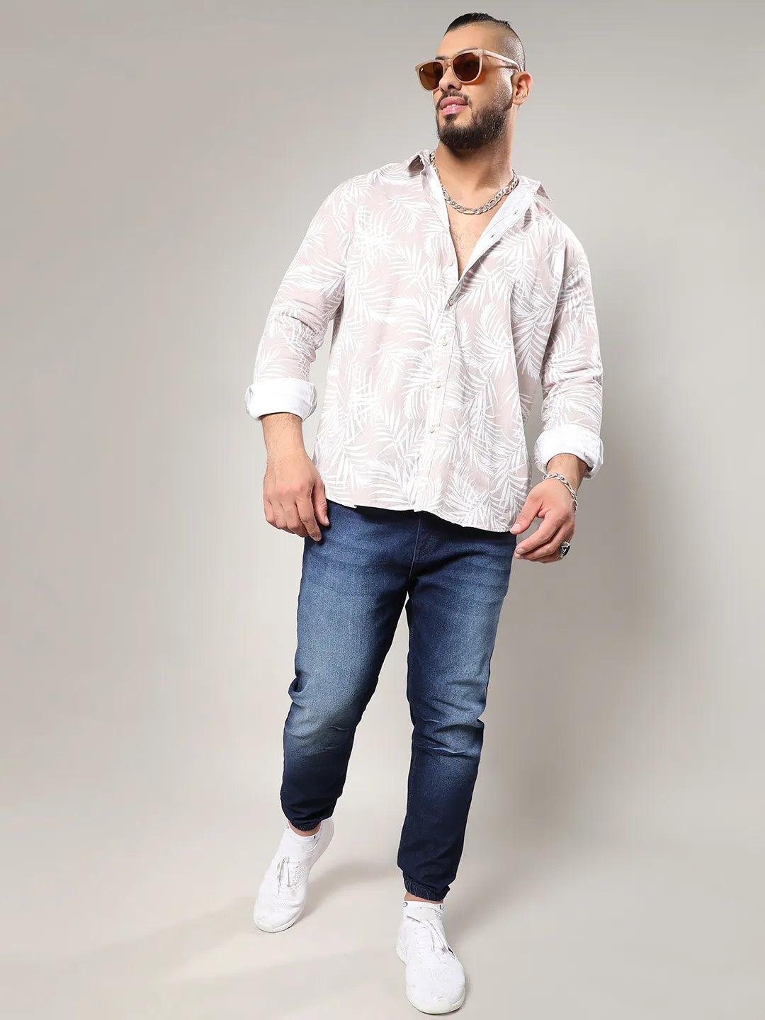 Beige Pinstriped Shirt