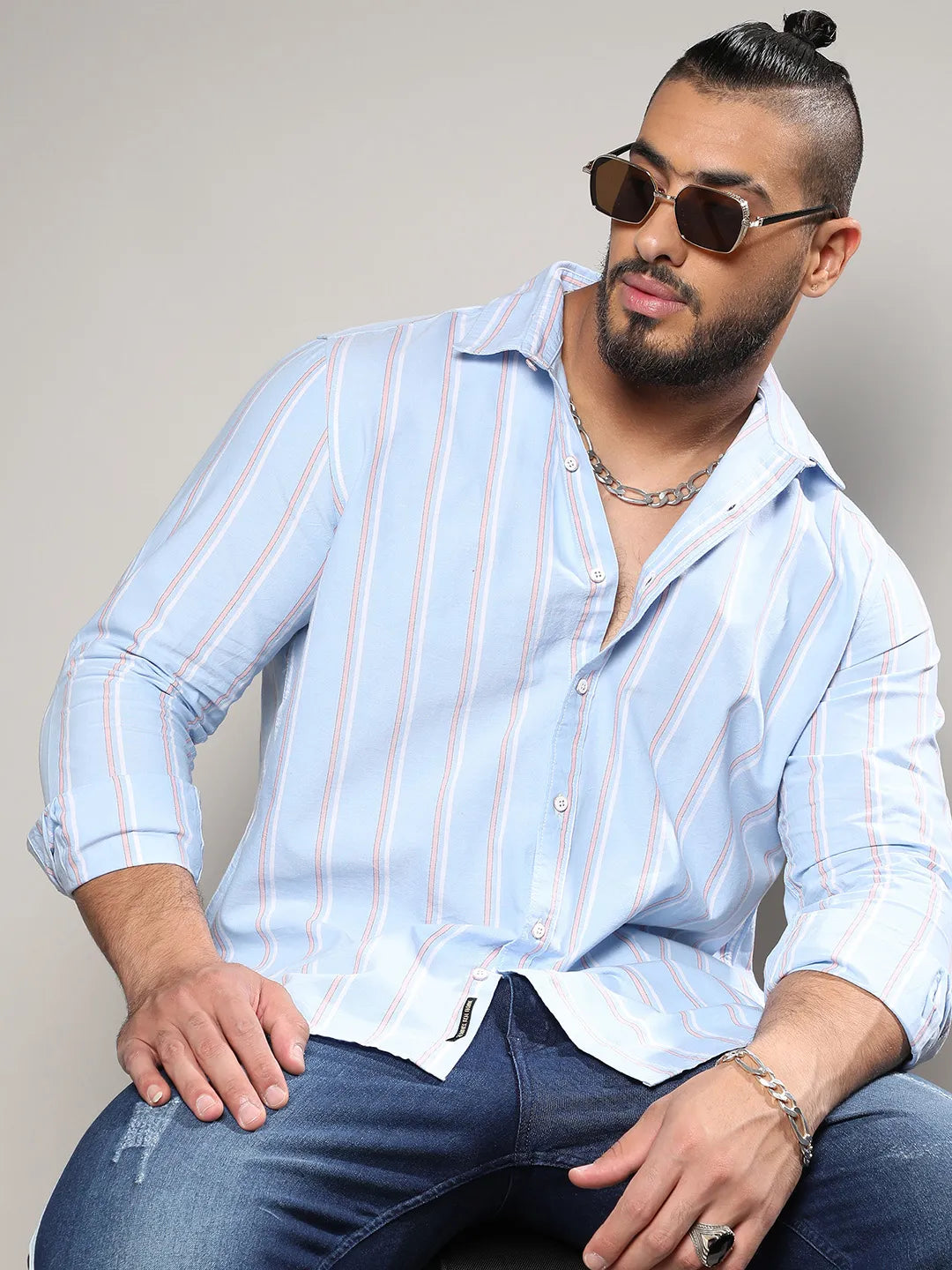 Blue Striped Cotton Shirt