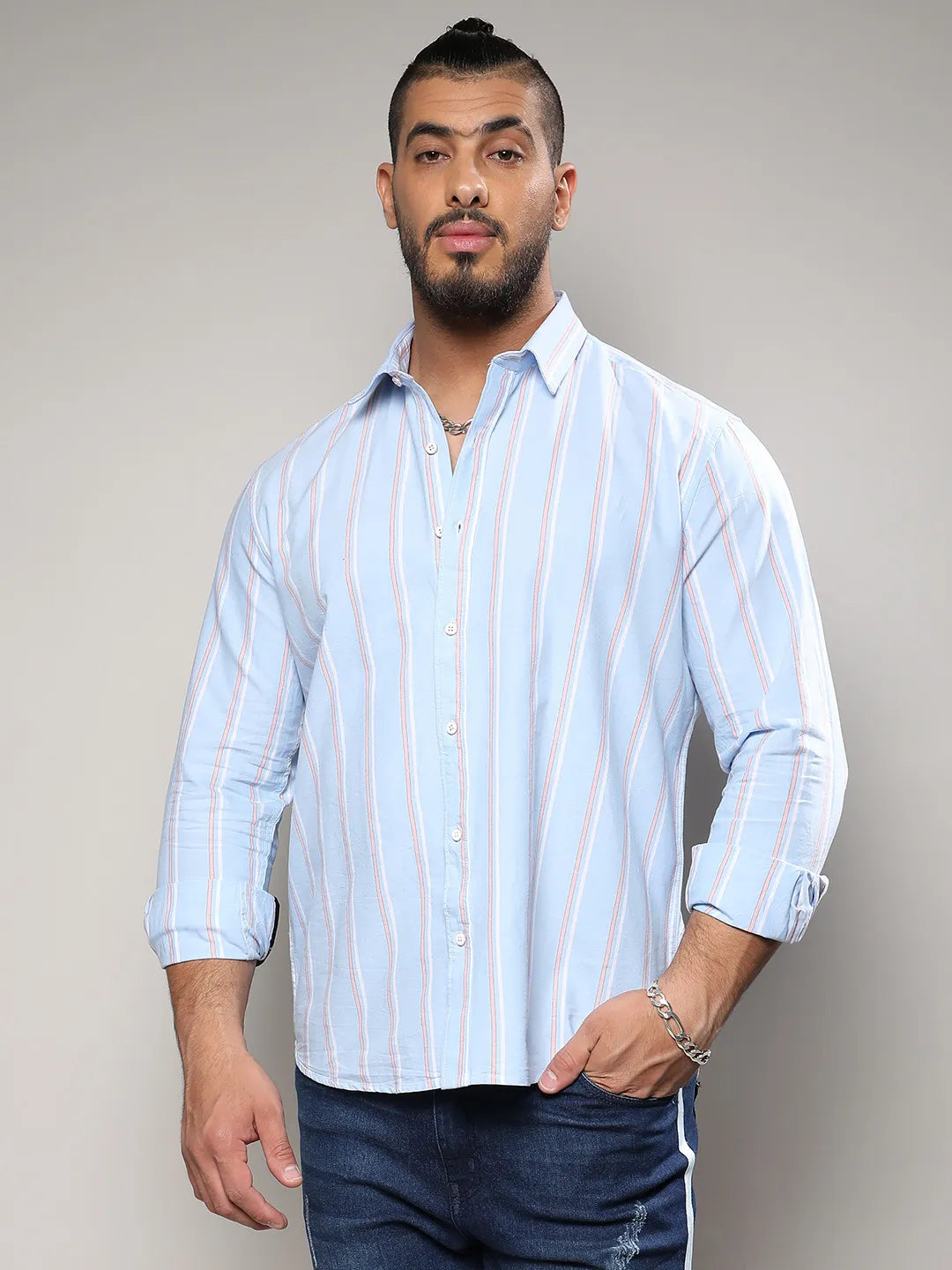 Blue Striped Cotton Shirt
