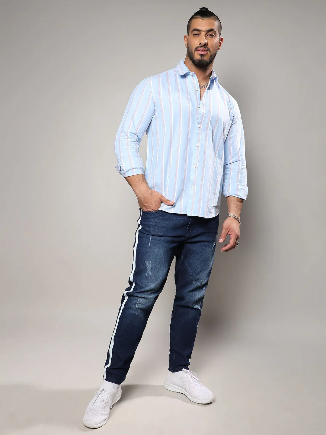 Blue Striped Cotton Shirt