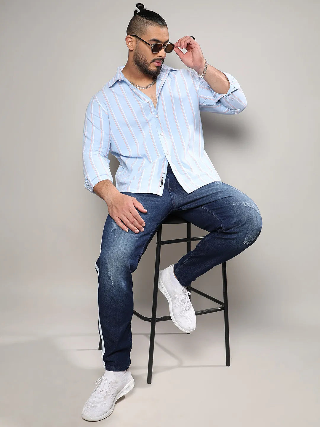 Blue Striped Cotton Shirt