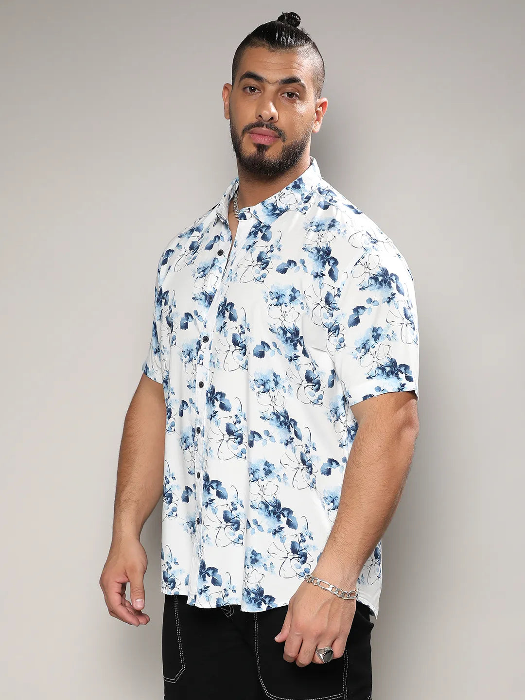 Blue & White Botanical Strokes Shirt