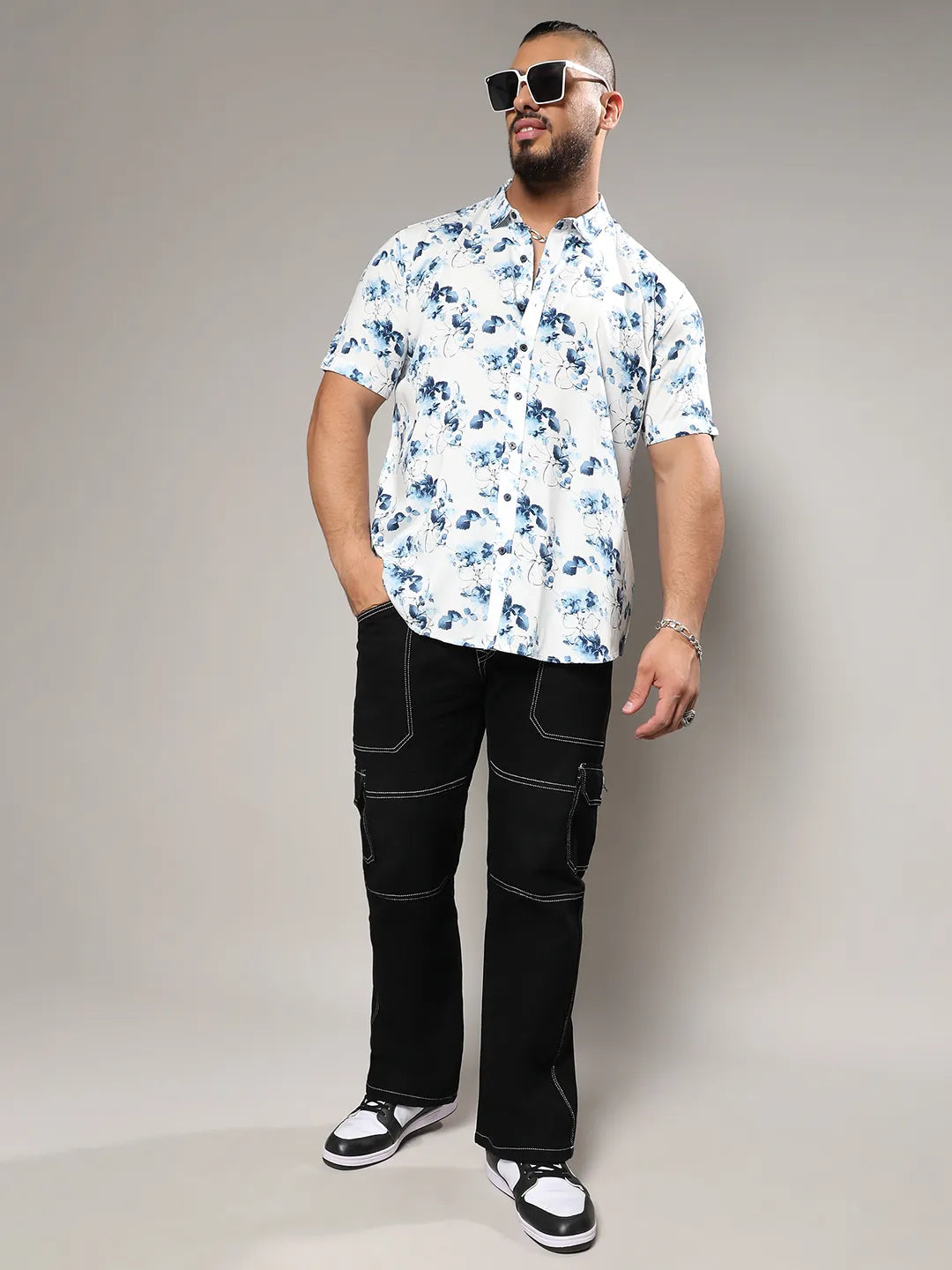 Blue & White Botanical Strokes Shirt