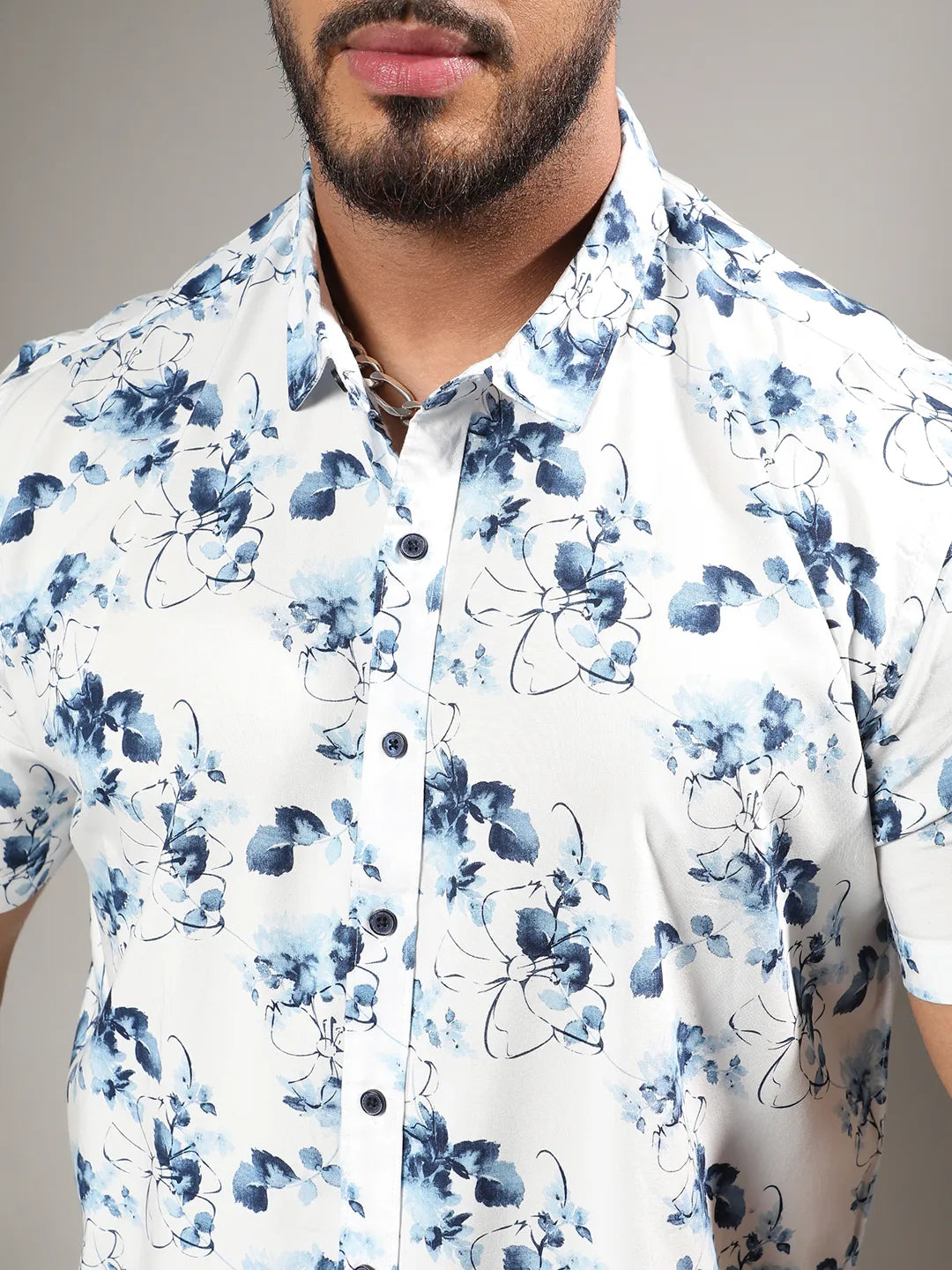 Blue & White Botanical Strokes Shirt