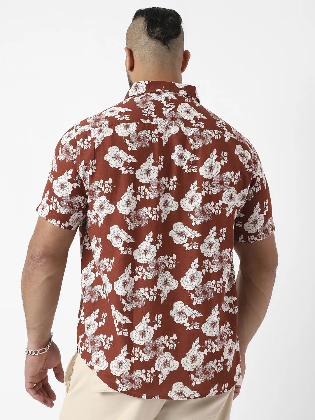 Brown Printed Casual Shirt