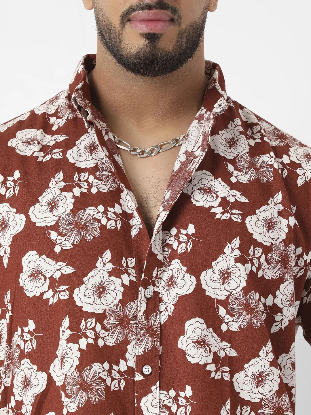 Brown Printed Casual Shirt