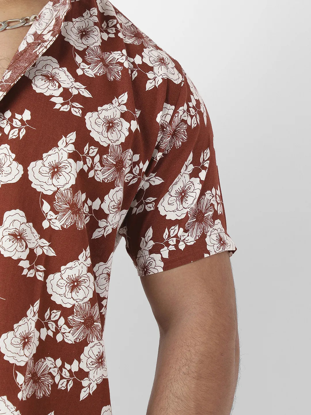 Brown Printed Casual Shirt
