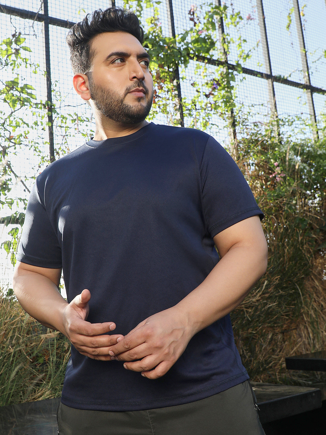 Navy Blue Solid T-Shirt