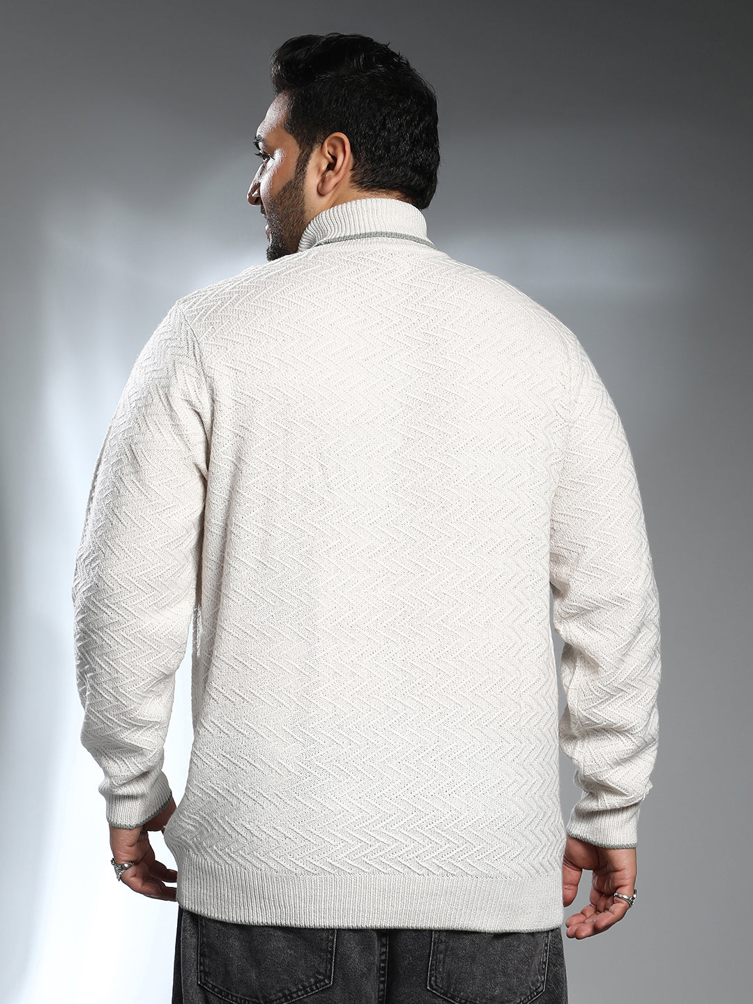 Herringbone Textured Pullover Sweater