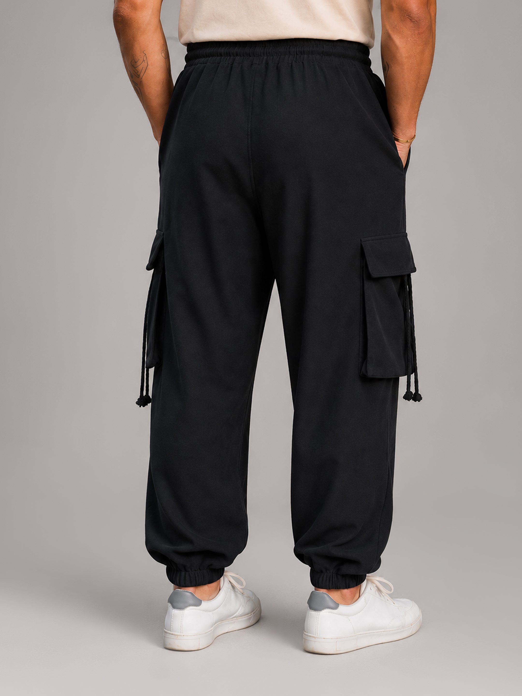 Instafab Plus Men's Black Cargo Pants With Utility Pockets - view 3