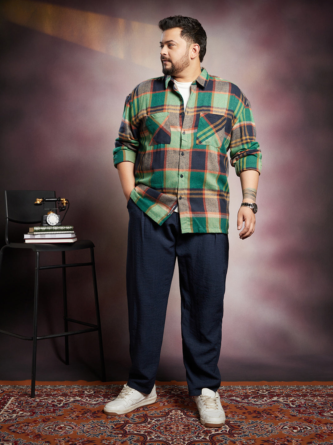 Plaid-Check Utility Shacket