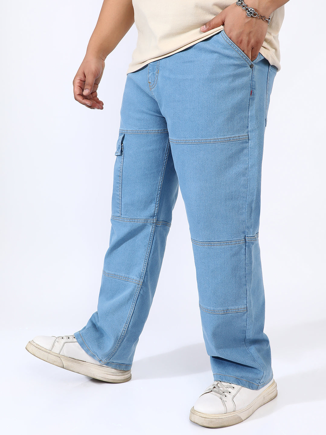 Panel Patch Pocket Denim Jeans