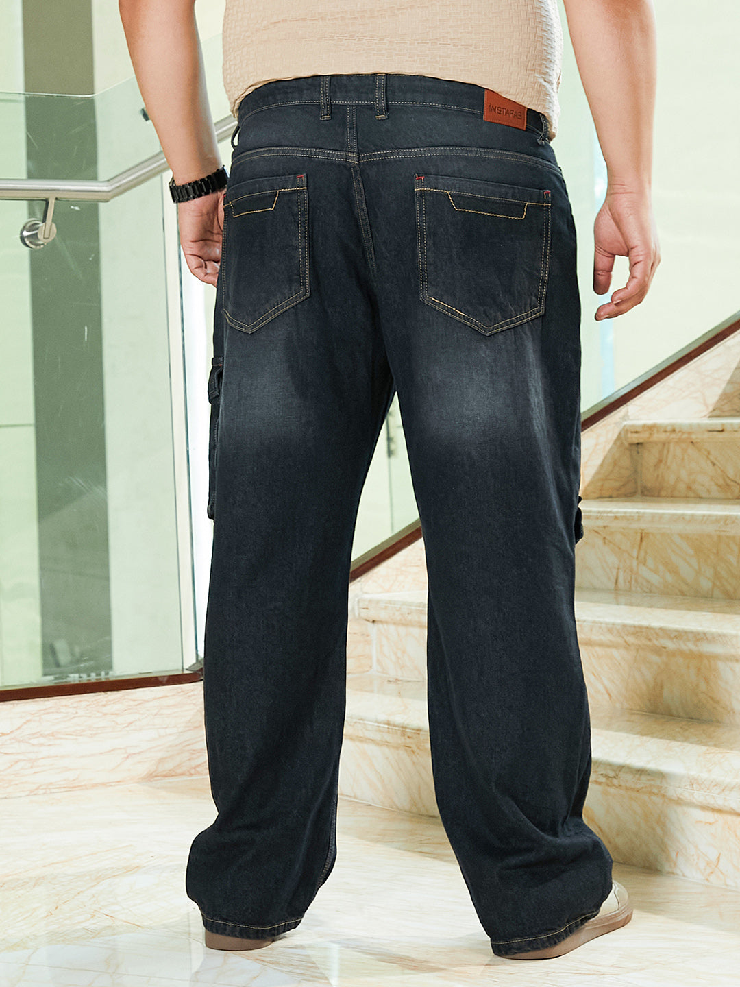 Washed Straight-Leg Denim Jeans