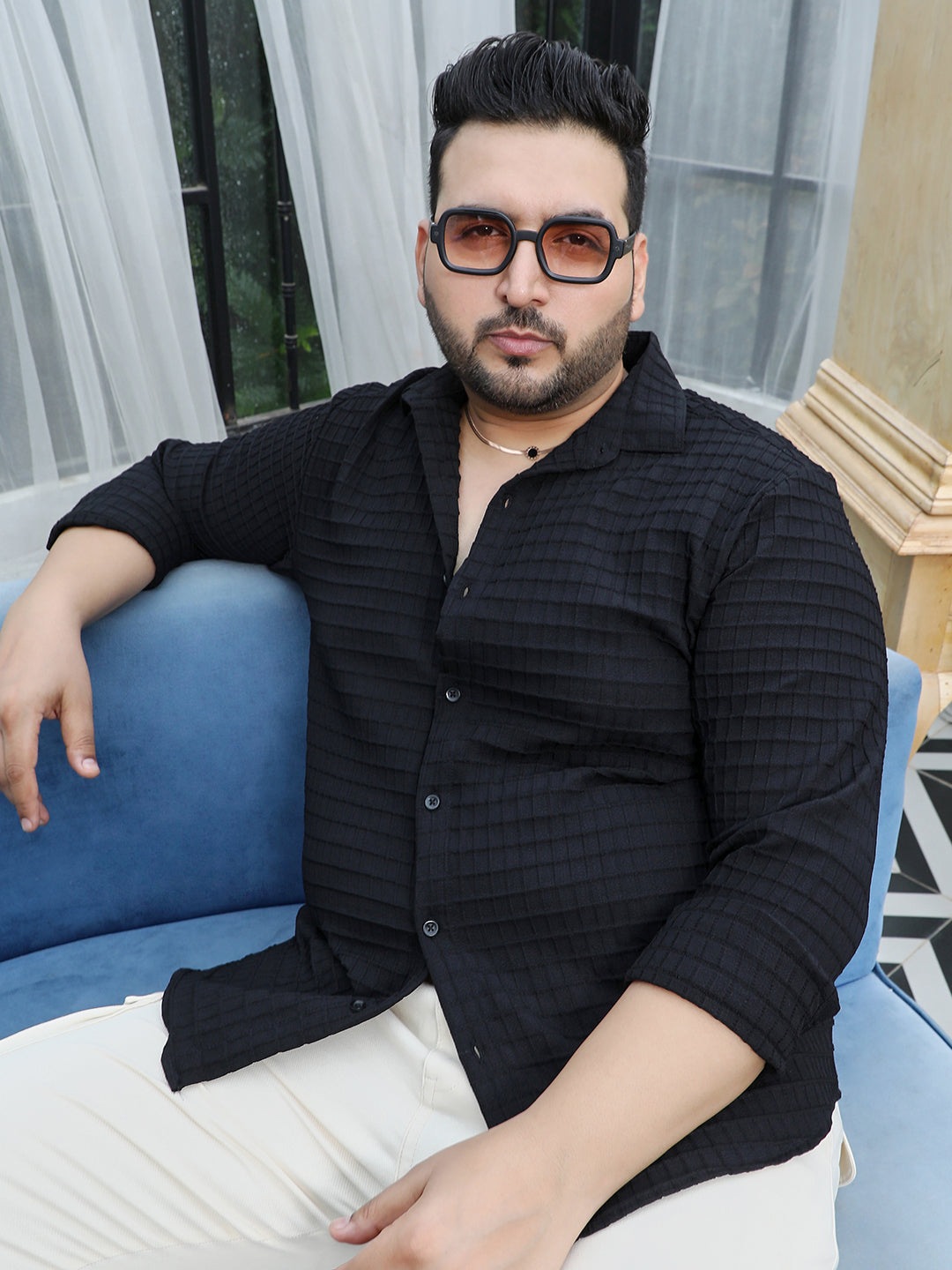 Embossed Graph Check Shirt