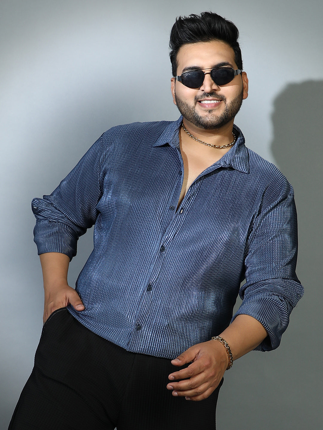 Textured-Pleat Shirt