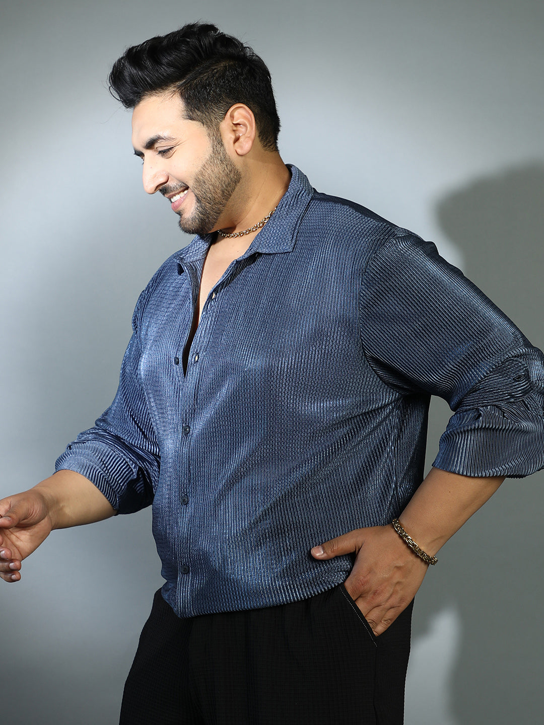 Textured-Pleat Shirt