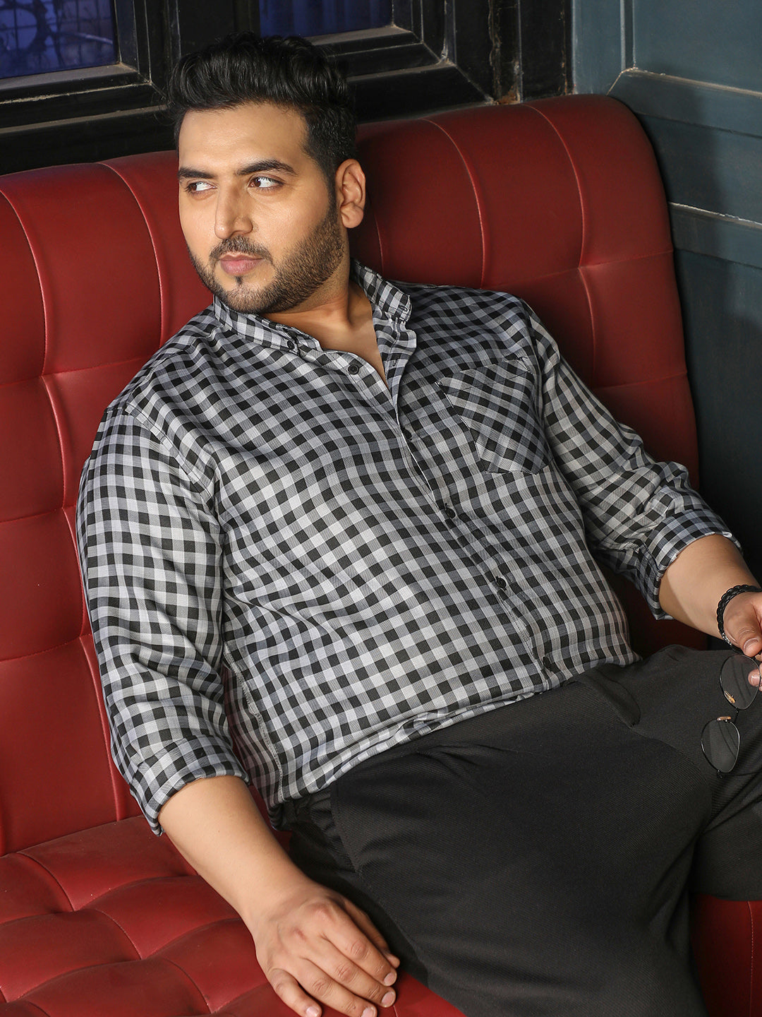 Black Gingham Check Shirt