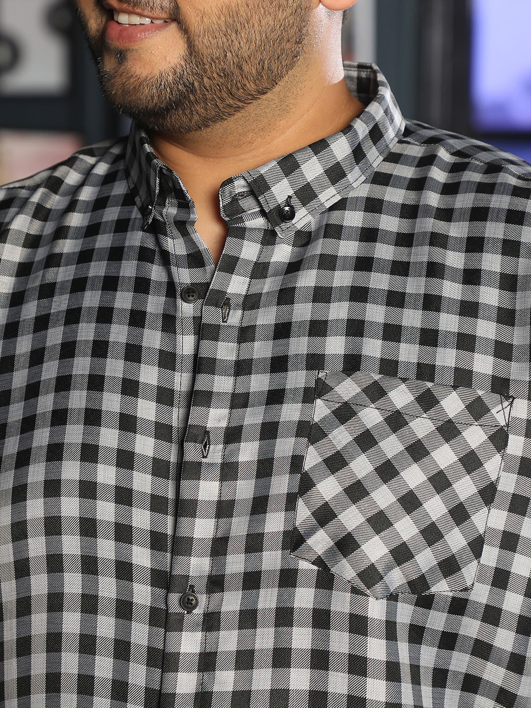 Black Gingham Check Shirt