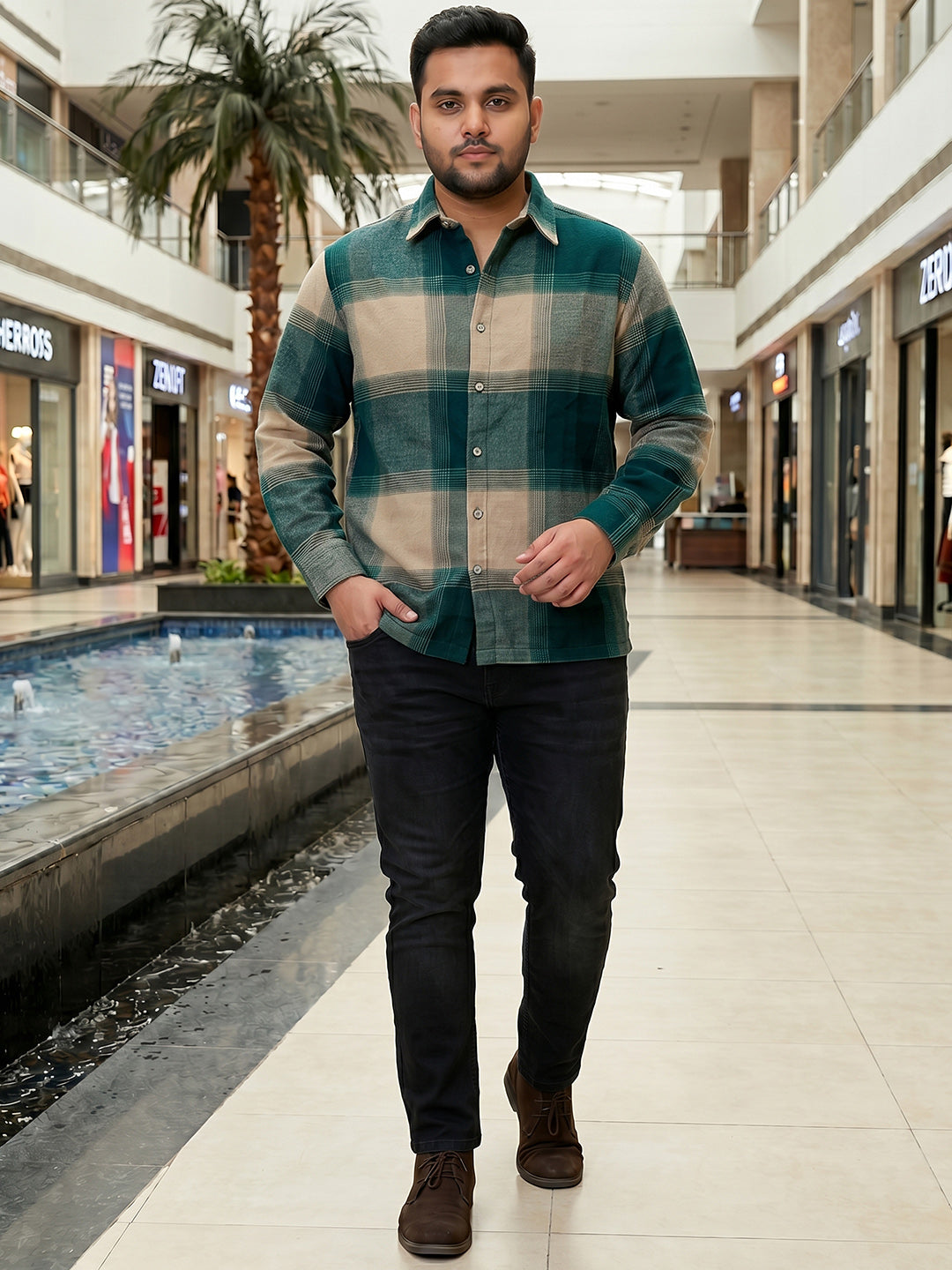 Dark Green Tartan Check Shirt