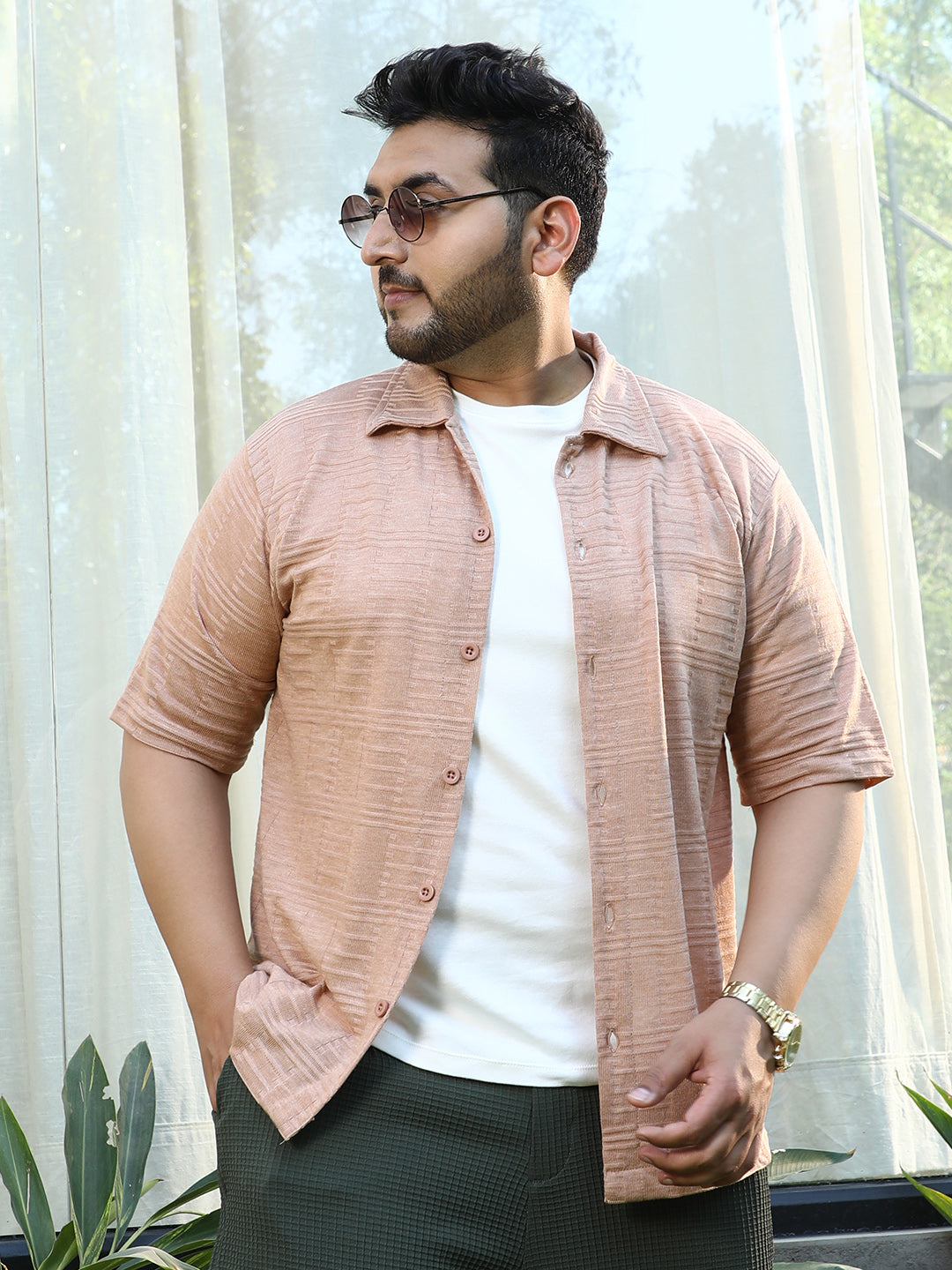 Trough-Knit Polo Shirt