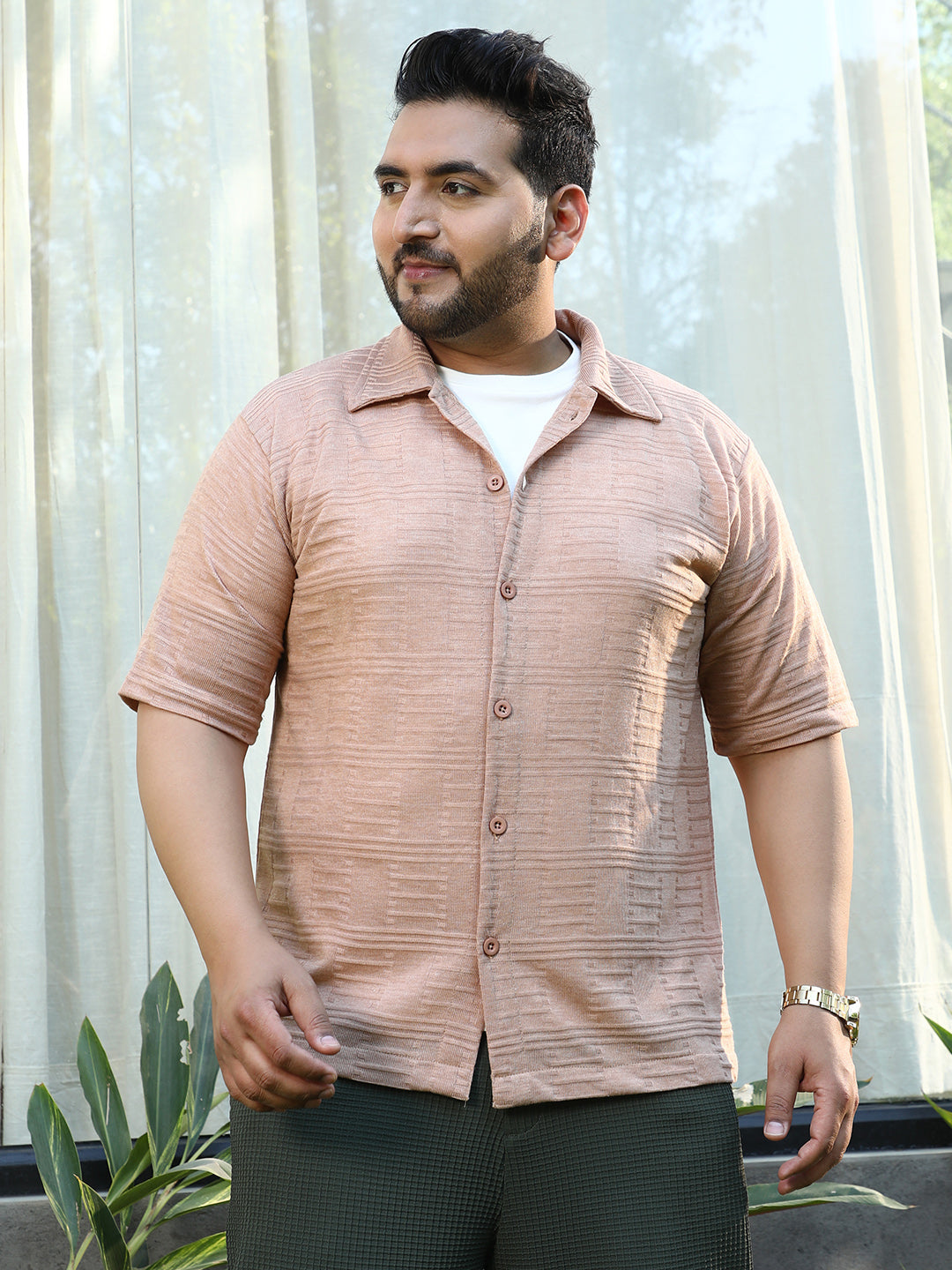 Trough-Knit Polo Shirt