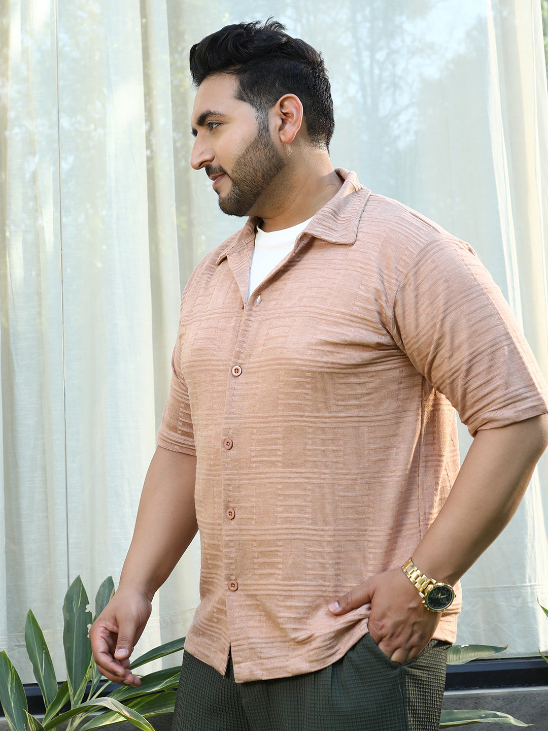 Trough-Knit Polo Shirt